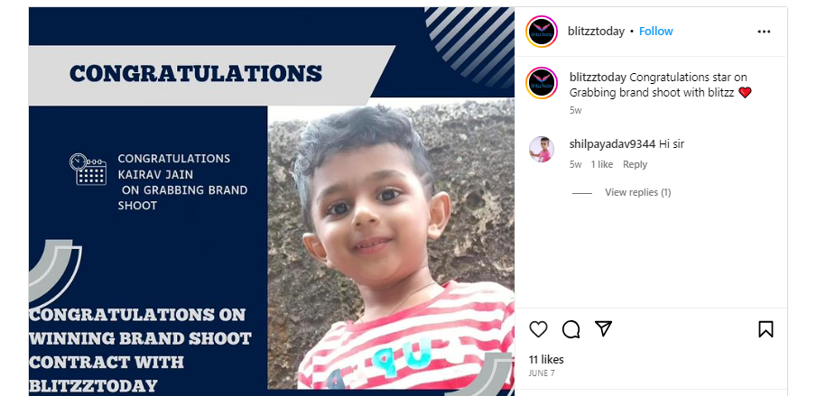 Kairav Jain Wins Brandh Shoot Contract with BlitzzToday