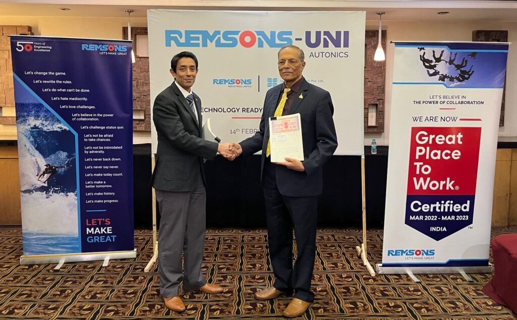 Seen in the picture (L-R) Rahul Kejriwal, Executive Director, Remsons Industries and Vidhyadhar Mahajan, Chairman, Uni-Automation